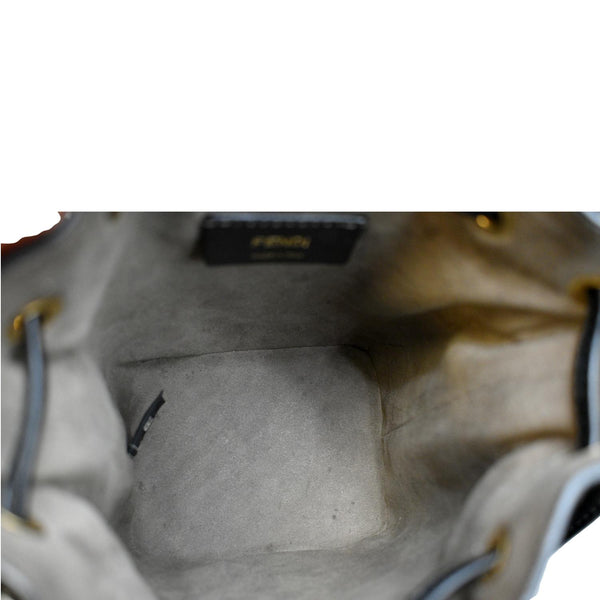 Fendi Mon Tresor Drawstring FF Leather Bucket Bag Black - Inside