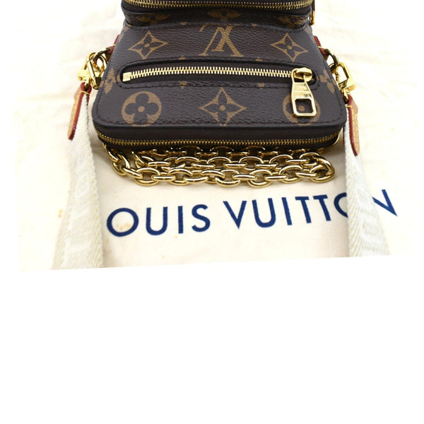 LOUIS VUITTON Utility Phone Sleeve Monogram Canvas Crossbody Bag Brown