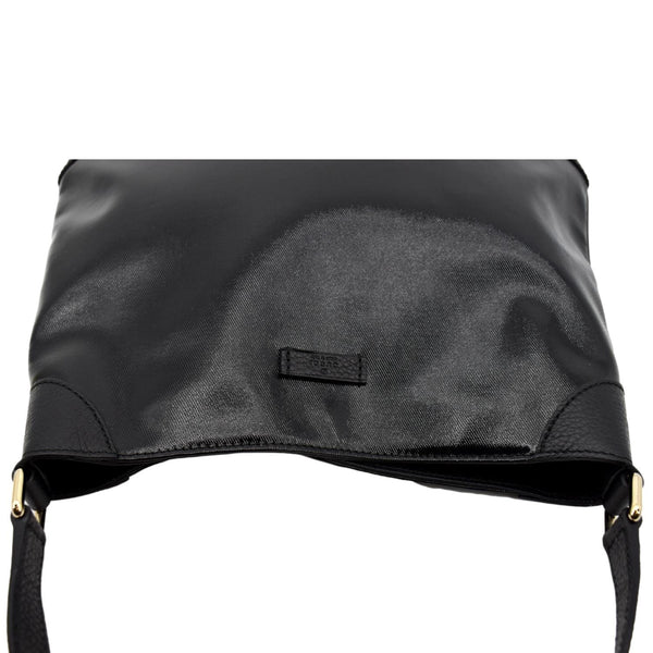 GUCCI Trim Leather Hobo Bag Black 257296