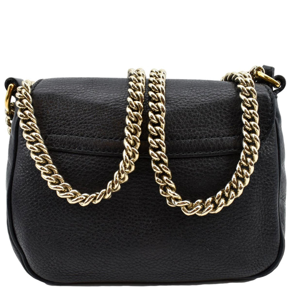 GUCCI GG Soho Pebbled Leather Chain Crossbody Bag Black 323190