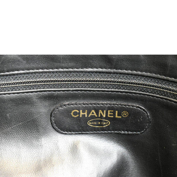 CHANEL Vintage Leather Boston Shoulder Bag Black
