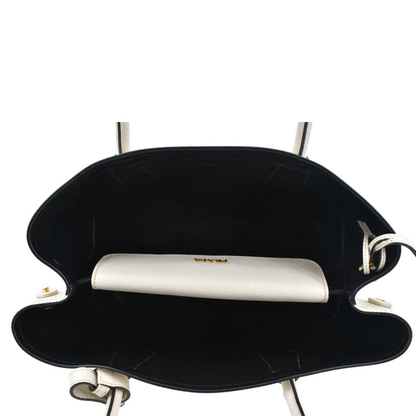 PRADA Medium Double Saffiano Leather Crossbody Bag White - Hot Deals