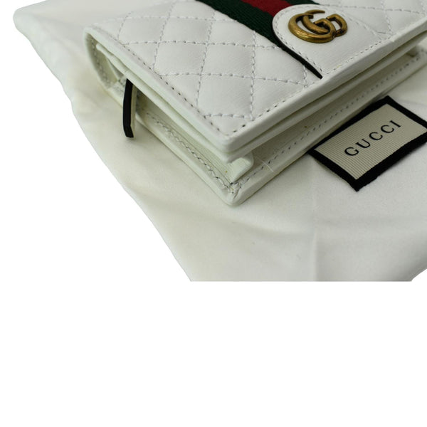 GUCCI Double G Web Trapuntata Card Case Wallet White 536453