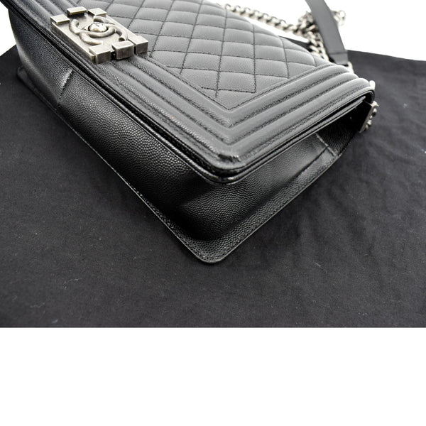 CHANEL Medium Boy Flap Caviar Leather Shoulder Bag Black
