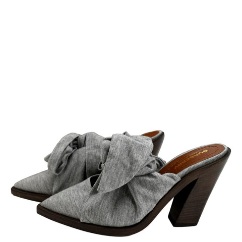 BURBERRY Pewter Melange Leather Fabric Heel Size 36.5