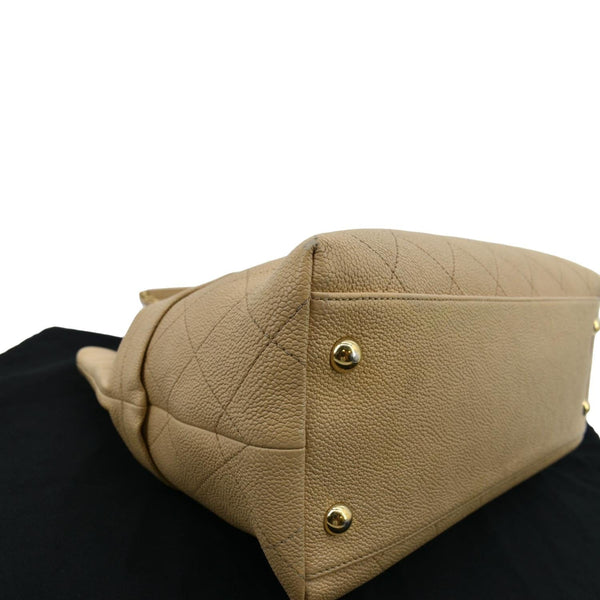 Chanel Zip Carry Grained Calfskin Leather Shopping Tote Bag - Bottom Left