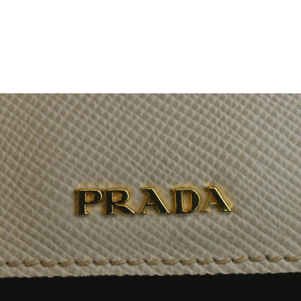 PRADA Medium Double Saffiano Leather Crossbody Bag White - Hot Deals