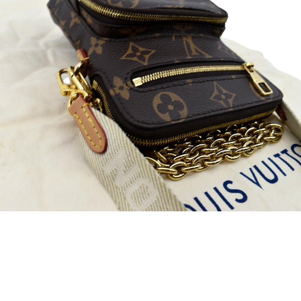 LOUIS VUITTON Utility Phone Sleeve Monogram Canvas Crossbody Bag Brown