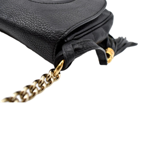 GUCCI GG Soho Pebbled Leather Chain Crossbody Bag Black 323190