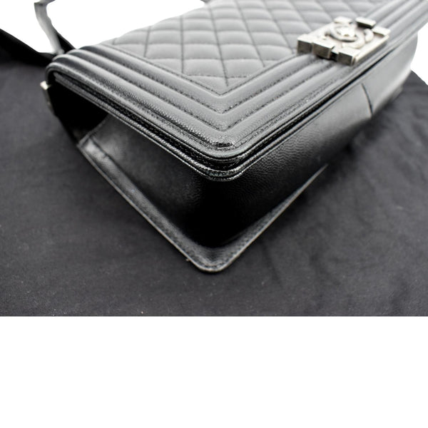 CHANEL Medium Boy Flap Caviar Leather Shoulder Bag Black