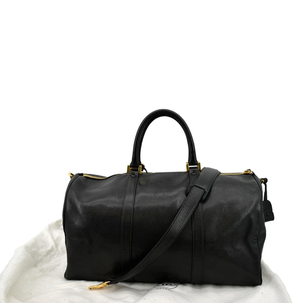 CHANEL Vintage Leather Boston Shoulder Bag Black