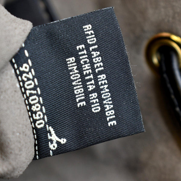 Fendi Mon Tresor Drawstring FF Leather Bucket Bag Black - Tag Backside