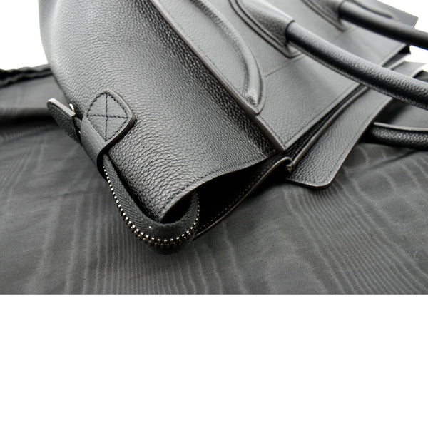 CELINE Drummed Mini Luggage Calfskin Leather Tote Bag Black - Hot Deals