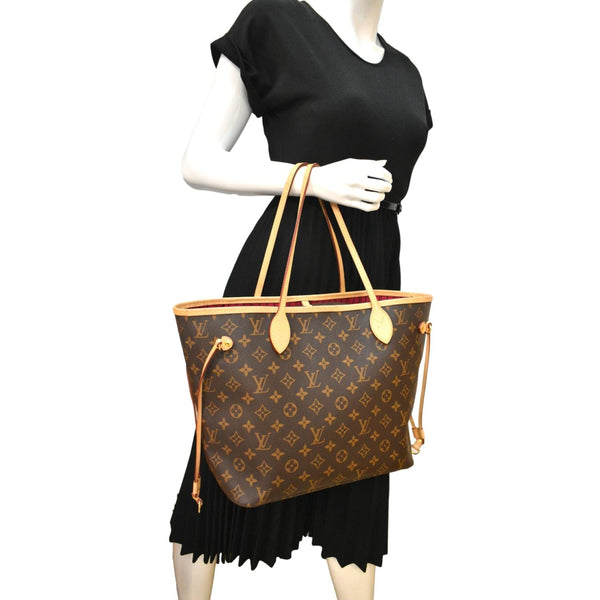 Louis Vuitton Neverfull MM Monogram Canvas Tote Bag - Full View