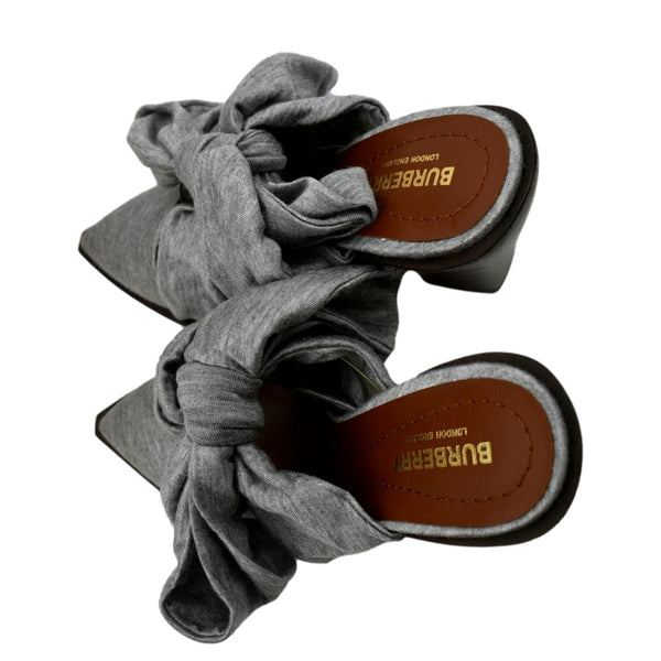 BURBERRY Pewter Melange Leather Fabric Heel Size 36.5