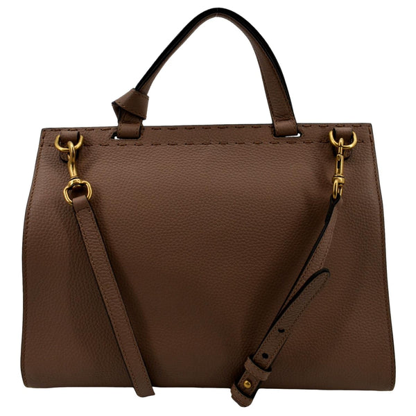 GUCCI GG Marmont Leather Top Handle Shoulder Bag Beige 421890