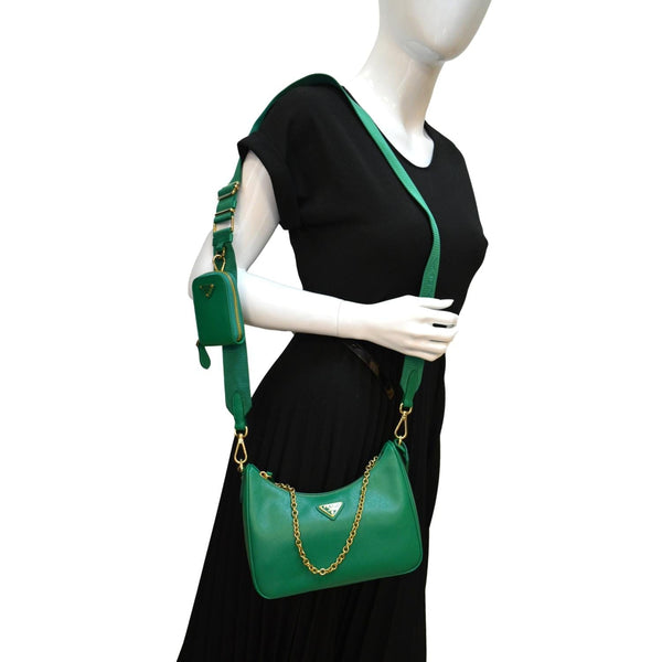 PRADA Re-Edition 2005 Saffiano Leather Shoulder Bag Green