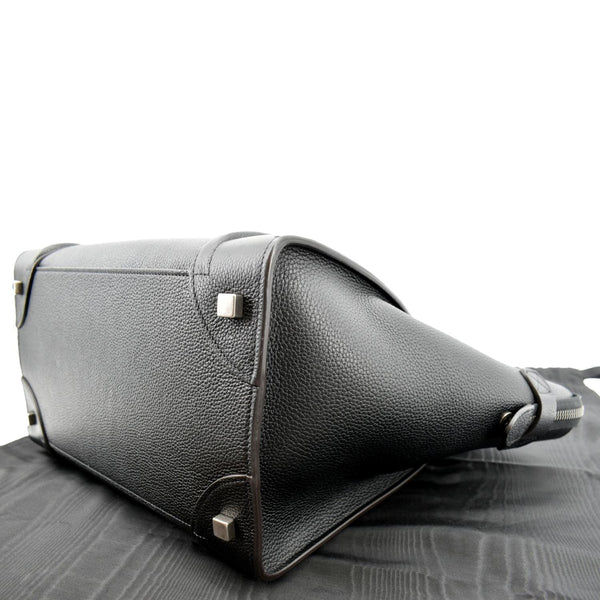 CELINE Drummed Mini Luggage Calfskin Leather Tote Bag Black - Hot Deals