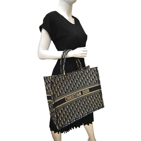CHRISTIAN DIOR Large Book Oblique Embroidered Canvas Tote Bag Multicolor - Hot Deals