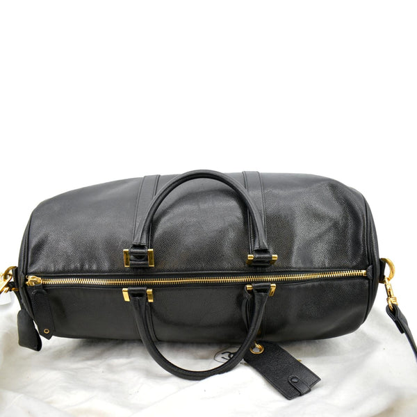 CHANEL Vintage Leather Boston Shoulder Bag Black