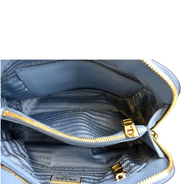 PRADA Fuoco Lux Saffiano Leather Crossbody Bag Light Blue