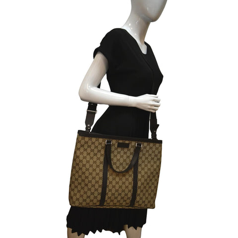 GUCCI GG Supreme Canvas Shopping Tote Bag Beige 449169