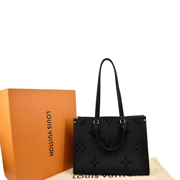 LOUIS VUITTON Onthego MM Monogram Empreinte Leather Shoulder Bag Black