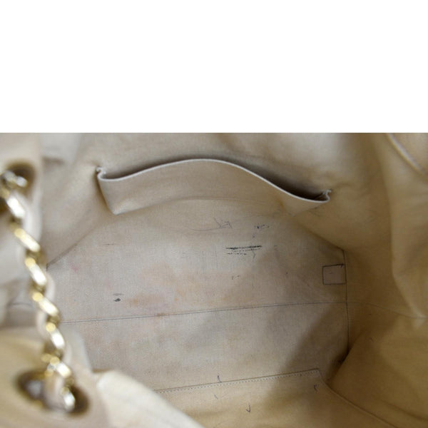 Chanel Zip Carry Grained Calfskin Leather Shopping Tote Bag - Inside