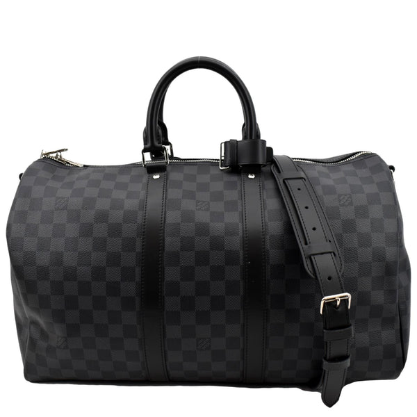 LOUIS VUITTON Keepall 45 Bandouliere Damier Graphite Travel Bag Black