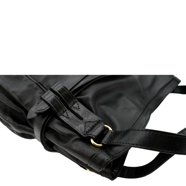 BURBERRY Bridle Lynher Calfskin Leather Tote Shoulder Bag Black