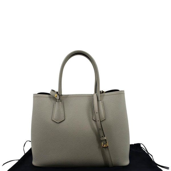 PRADA Medium Double Saffiano Leather Crossbody Bag White - Hot Deals