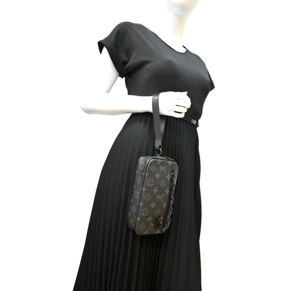 LOUIS VUITTON Volga Monogram Eclipse Pochette Clutch Bag Black