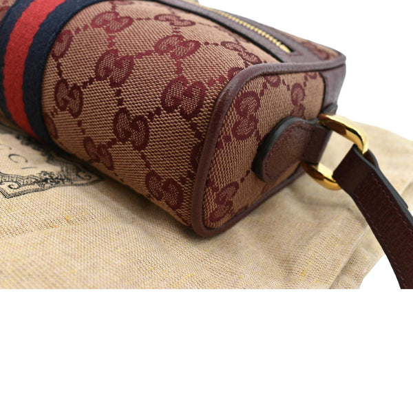 Gucci Ophidia GG Supreme Mini Crossbody Bag in Red-Bottom Left
