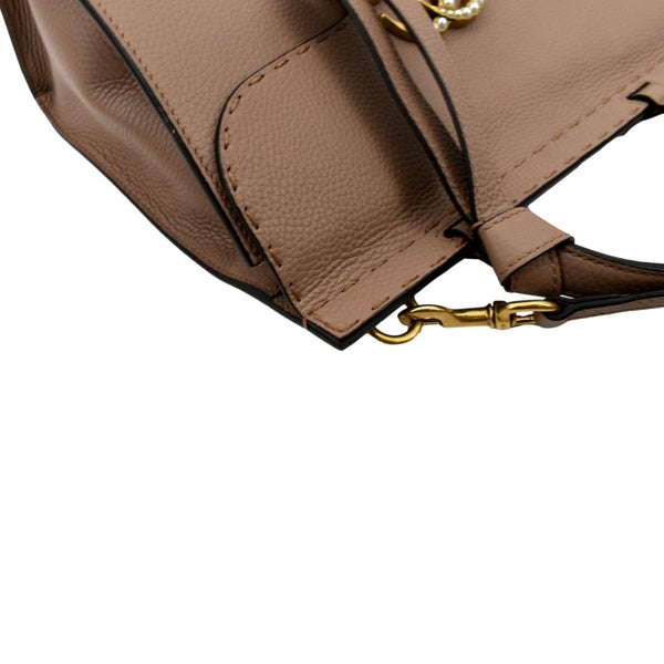 GUCCI GG Marmont Leather Top Handle Shoulder Bag Beige 421890