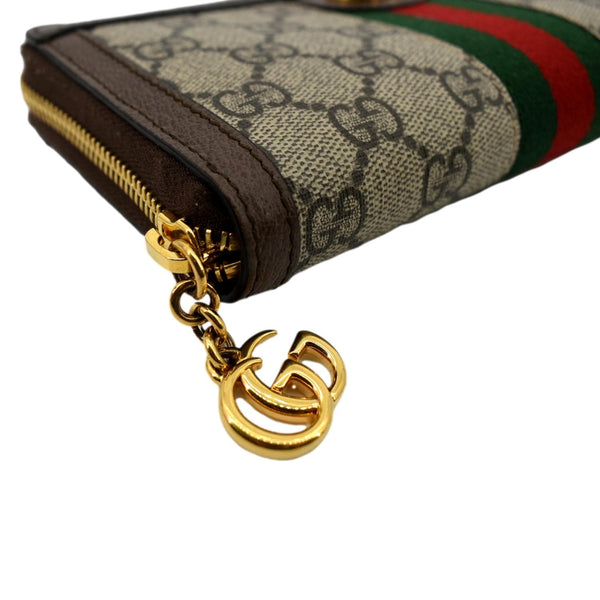 GUCCI Ophidia GG Continental Supreme Canvas Zip Around Wallet Beige 523154
