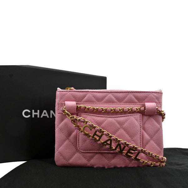 CHANEL Shiny Pick Me Up Flap Caviar Leather Belt Bag Pink