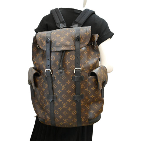 LOUIS VUITTON Christopher Monogram Macassar Canvas Backpack Bag Brown