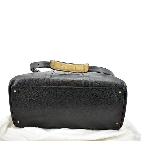 CHANEL Vintage Leather Boston Shoulder Bag Black