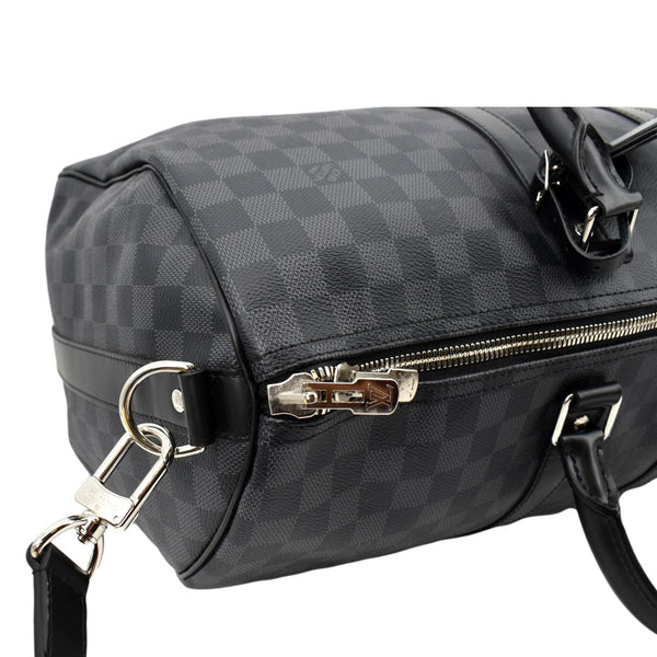 LOUIS VUITTON Keepall 45 Bandouliere Damier Graphite Travel Bag Black