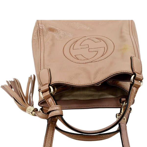 GUCCI Soho Small Patent Leather Shoulder Bag Neutral 336751