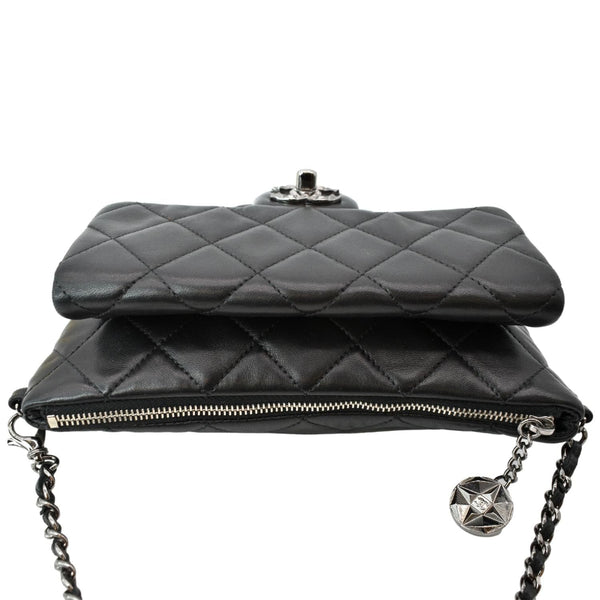 CHANEL Mineral Nights Flap Quilted Leather Shoulder Bag Black