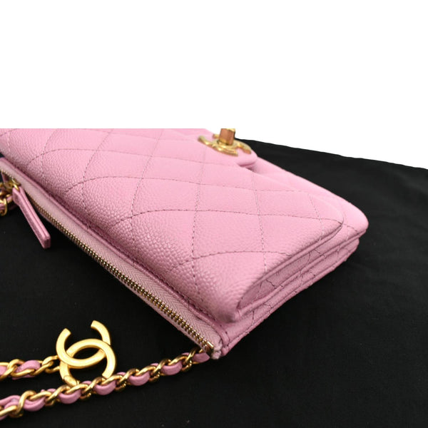 CHANEL Shiny Pick Me Up Flap Caviar Leather Belt Bag Pink