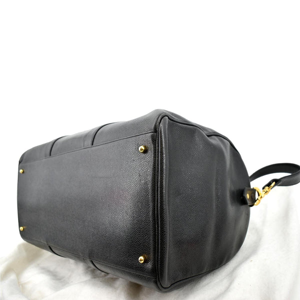 CHANEL Vintage Leather Boston Shoulder Bag Black