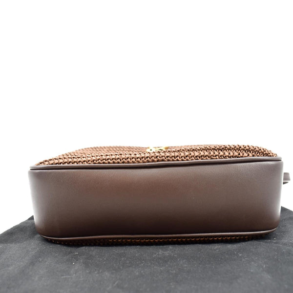 YVES SAINT LAURENT Lou Camera Raffia Canvas Crossbody Bag Brown