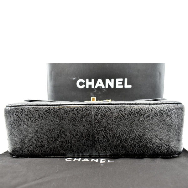 CHANEL Classic Jumbo Double Flap Caviar Leather Shoulder Bag Black