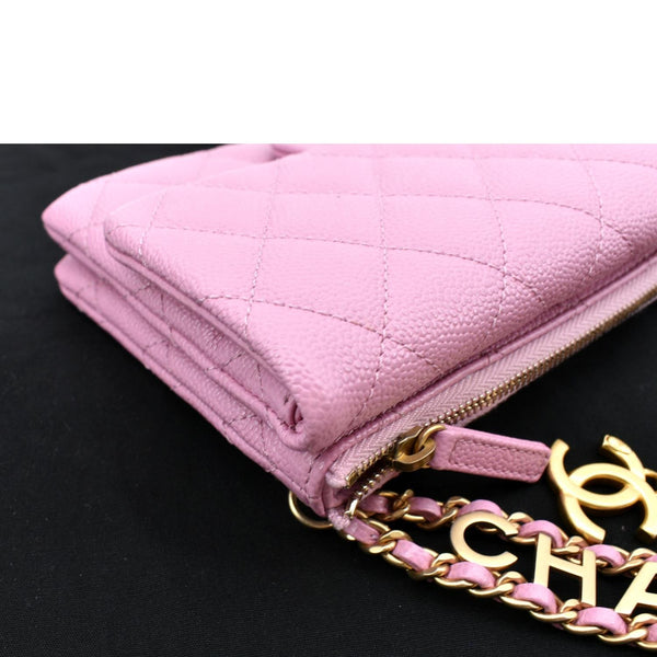 CHANEL Shiny Pick Me Up Flap Caviar Leather Belt Bag Pink