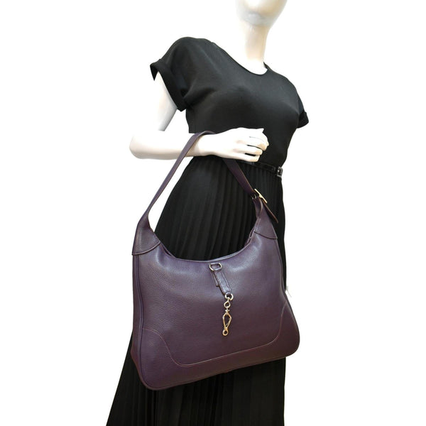 Hermes Trim II 35 Raisin Togo Leather Tote Bag Purple - Full Look