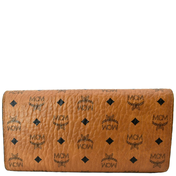 MCM Trifold Large Visetos Monogram Coated Canvas Wallet Cognac