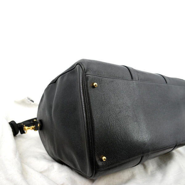 CHANEL Vintage Leather Boston Shoulder Bag Black