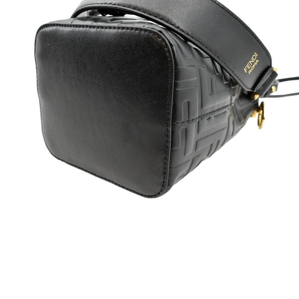 Fendi Mon Tresor Drawstring FF Leather Bucket Bag Black - Bottom Right